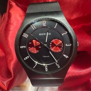 Bering Titanium Men’s Watch Black/Red Subdials 11939-229